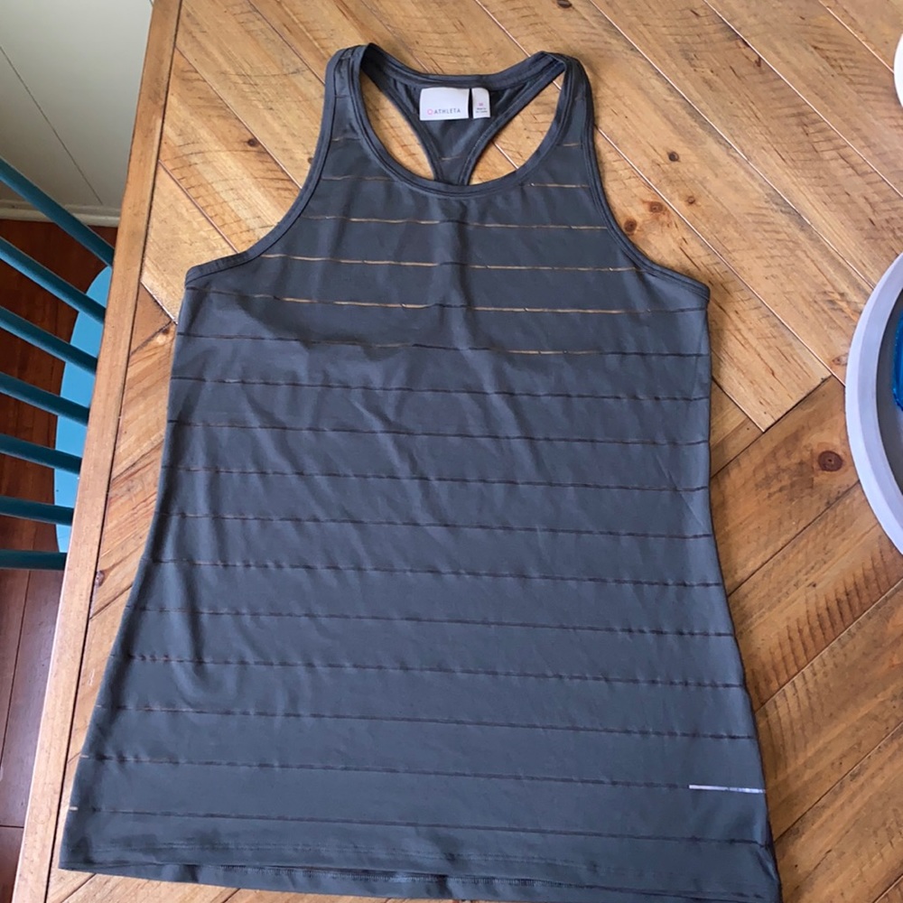 Athleta Stripe Mesh High Neck Chi Tank